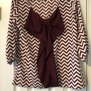 Maroon Chevron bow-back blouse